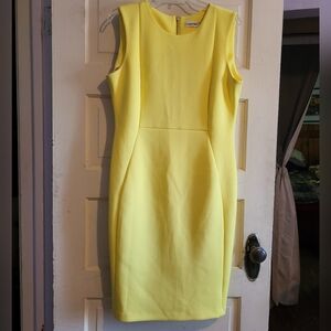 Calvin Klein Yellow Sheath Midi Dress